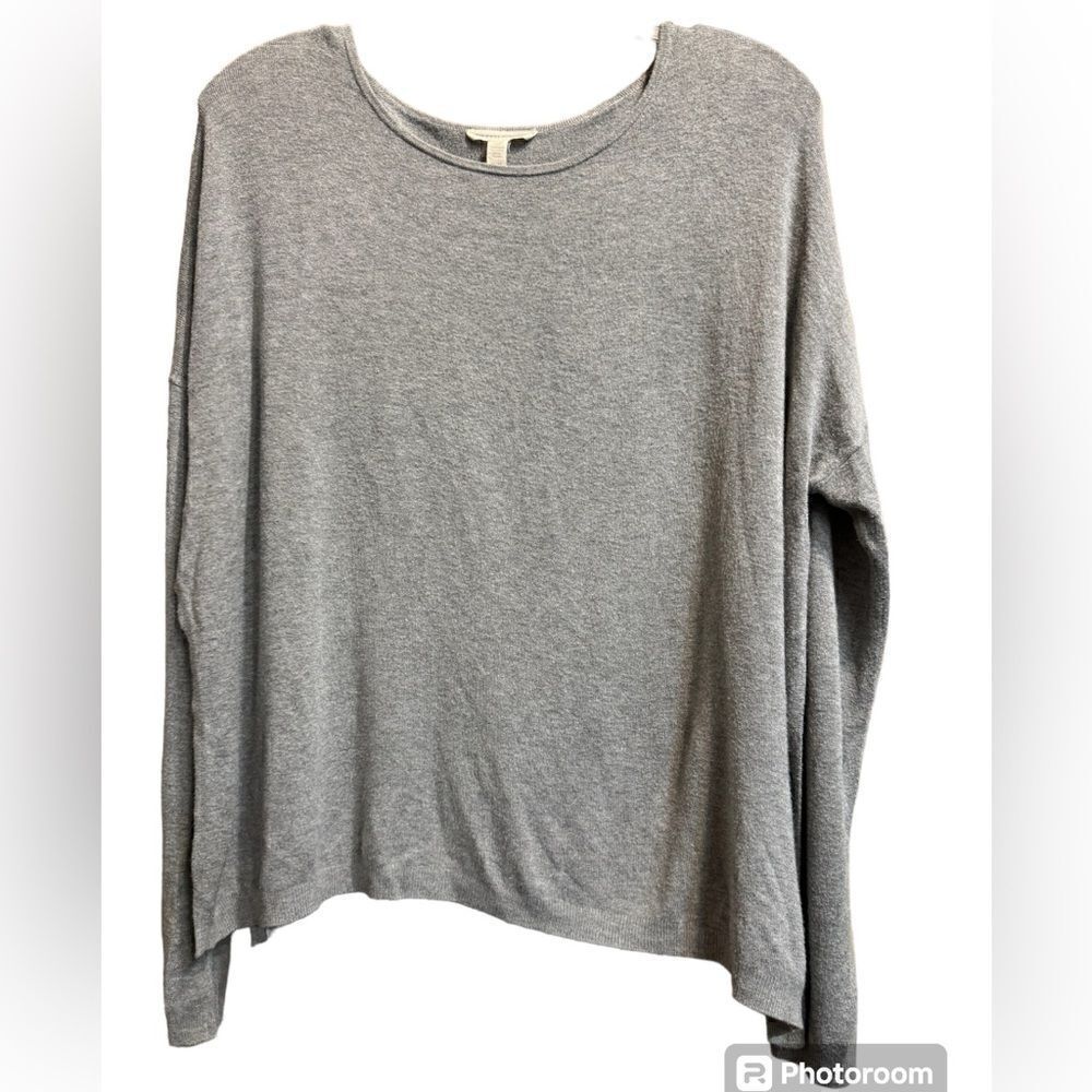 Eileen Fisher Torma Bateau Neck Box Slouchy Sweater Top in Gray Size Medium